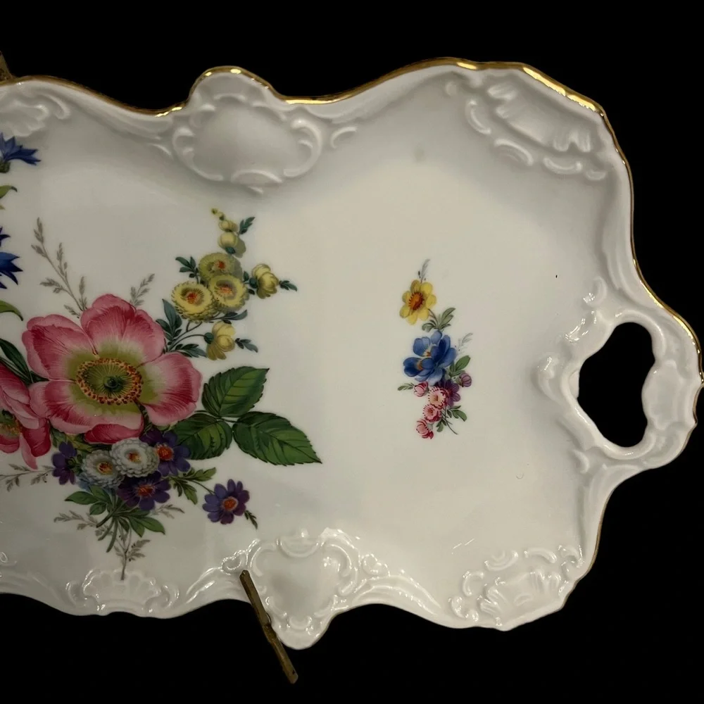 Vintage Kaiser West Germany Floral Porcelain China Trinket Tray Serving Dish - Picture 9 of 12